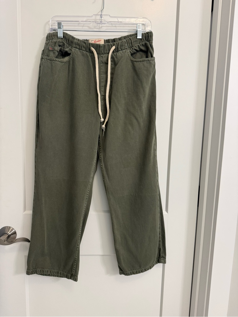Marine Layer Women’s Olive Drawstring Casual Pants - Relaxed Fit Medium Petite